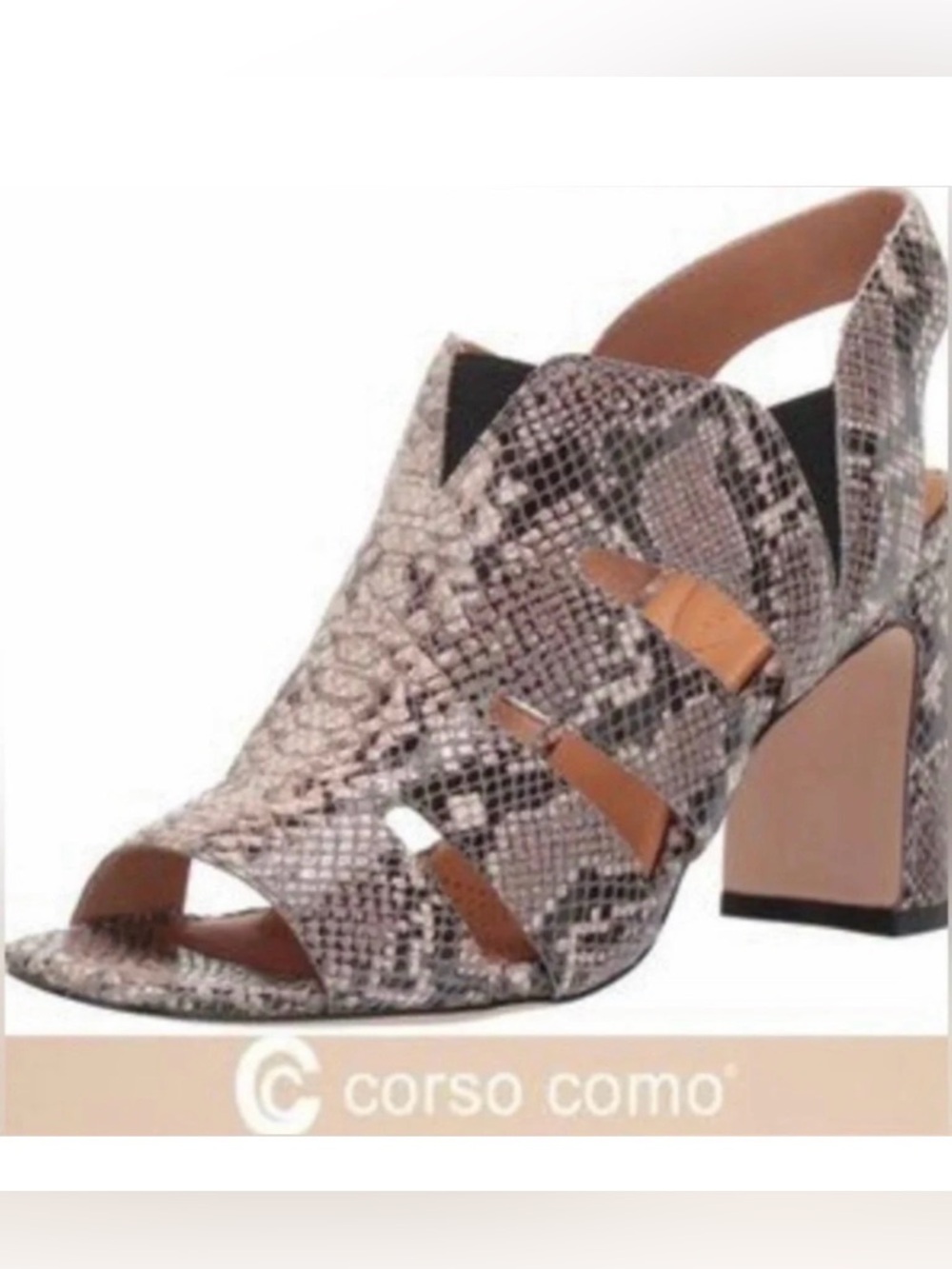 Corso Como Madelina Open Toe Reptile Print Block Heel Slingback NWOT Size 9